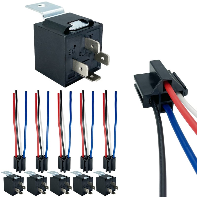 irhapsody 4-pin 40/30AMP 12V DC Relay Kit, SPST Automotive Relay, Pack of 6 - Image 1